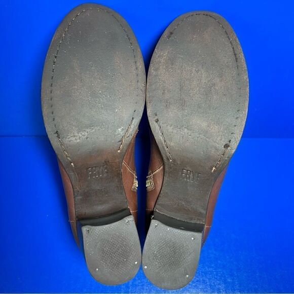 Frye Womens Nora Zip Short Leather Booties in Redwood Brown 6M - Picture 6 of 12